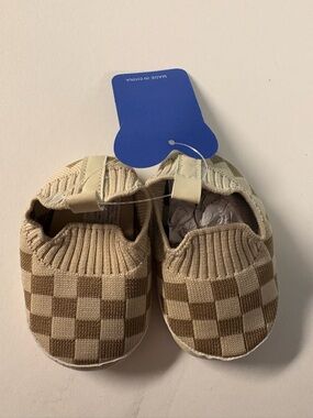 Kids Checker Knit Slip-On Shoes in Beige